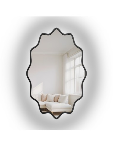 Hullámos MDF keretű, háttérvilágításos elliptikus tükör – AQUARELLE ELVA LED