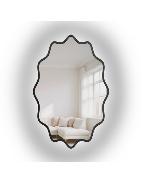 Hullámos MDF keretű, háttérvilágításos elliptikus tükör – AQUARELLE ELVA LED