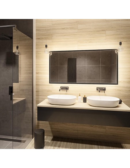 Fésülködő tükör fekete keretben LED világítással 60x80 - 1503001