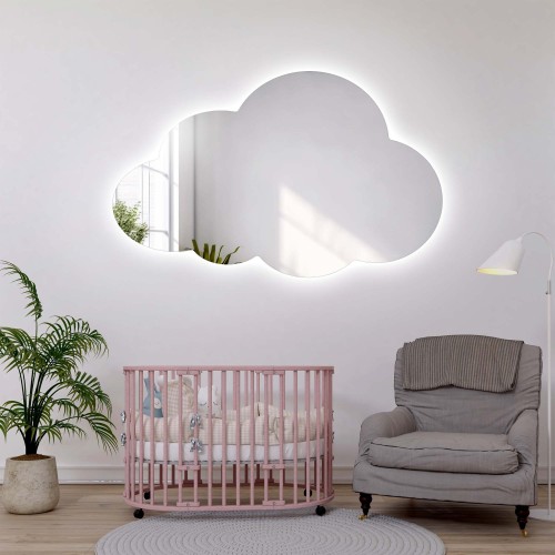 Felhő alakú tükör gyerekszobába LED világítással – CLOUD LED