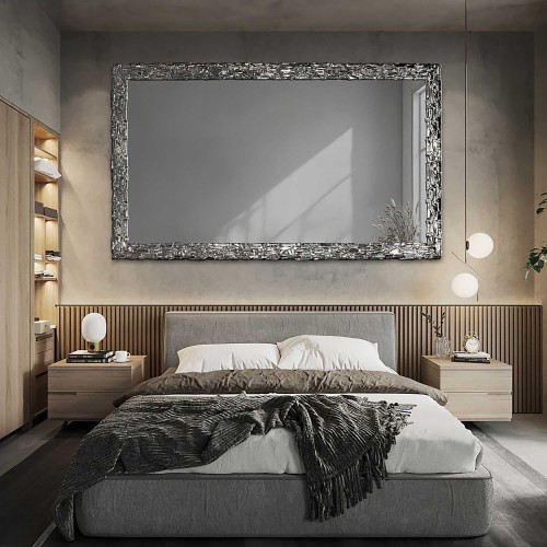 Elegáns falitükör ezüst keretben, grafit színű tükörfelülettel – CLAUDE GRAPHITE