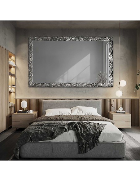 Elegáns falitükör ezüst keretben, grafit színű tükörfelülettel – CLAUDE GRAPHITE