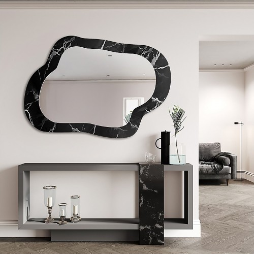 Szabálytalan tükör fekete-ezüst márványon – MARBLE GRISO