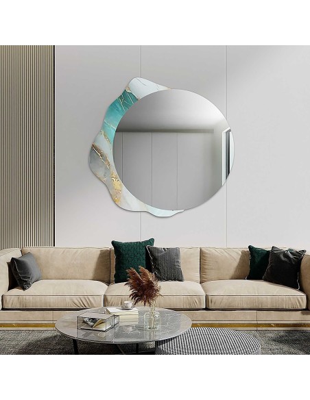 Kerek tükör szabálytalan zöld márványon – MARBLE FERRO
