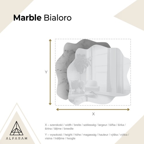Szabálytalan tükör fehér-arany márványon – MARBLE BIALORO 2