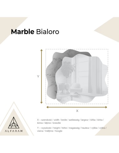 Szabálytalan tükör fehér-arany márványon – MARBLE BIALORO