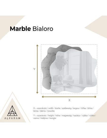 Szabálytalan tükör fehér-arany márványon – MARBLE BIALORO