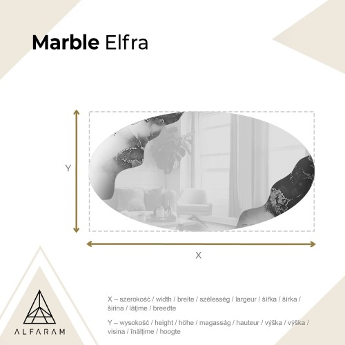 Szabálytalan tükör elliptikus kék márványon – MARBLE ELFRA 2