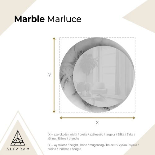 Kerek tükör fehér-arany márványon – MARBLE MARLUCE 2