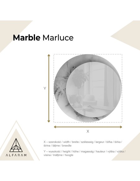Kerek tükör fehér-arany márványon – MARBLE MARLUCE