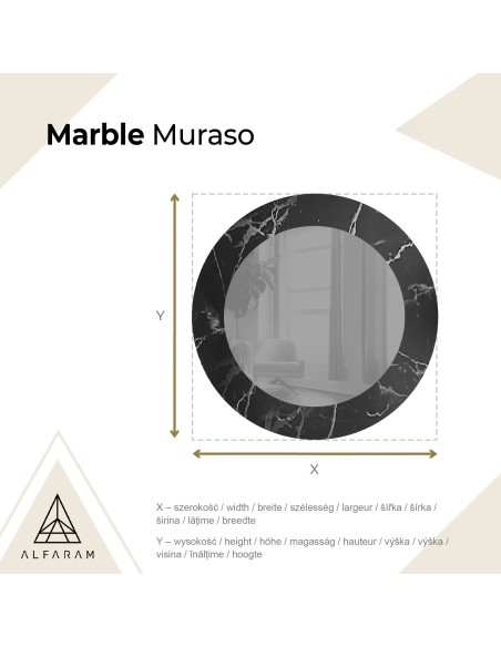 Kerek tükör fekete-ezüst márványon – MARBLE MURASO