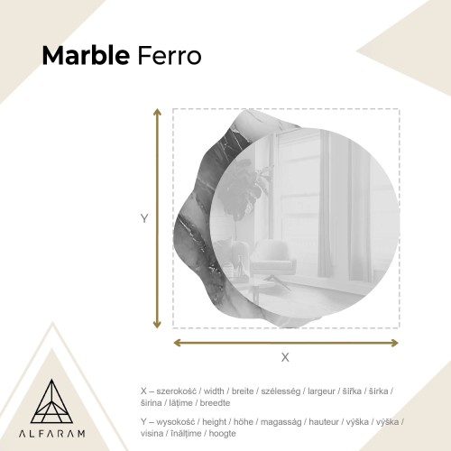 Kerek tükör szabálytalan zöld márványon – MARBLE FERRO 2