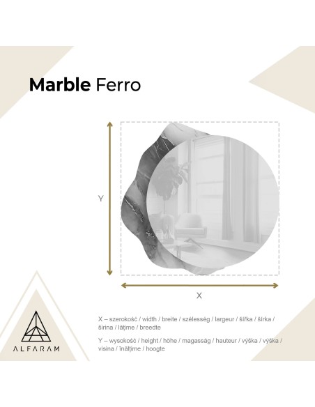 Kerek tükör szabálytalan zöld márványon – MARBLE FERRO