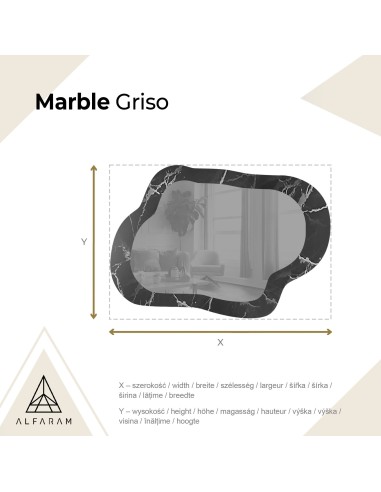 Szabálytalan tükör fekete-ezüst márványon – MARBLE GRISO
