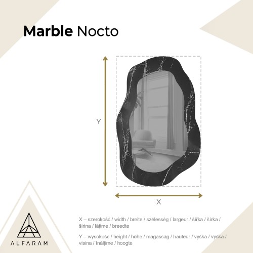 Szabálytalan tükör fekete-arany márványon – MARBLE NOCTO 2