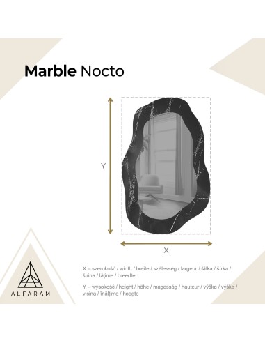 Szabálytalan tükör fekete-arany márványon – MARBLE NOCTO