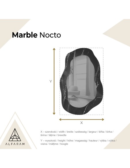 Szabálytalan tükör fekete-arany márványon – MARBLE NOCTO