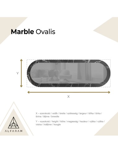 Ovális tükör fekete-ezüst márványon – MARBLE OVALIS