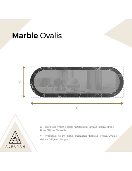 Ovális tükör fekete-ezüst márványon – MARBLE OVALIS