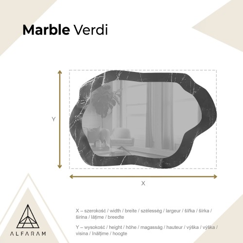 Szabálytalan tükör fekete-arany márványon – MARBLE VERDI 2