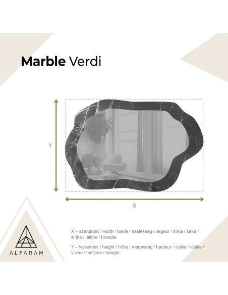 Szabálytalan tükör fekete-arany márványon – MARBLE VERDI