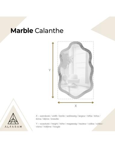 Szabálytalan tükör fehér-arany márványon – MARBLE CALANTHE