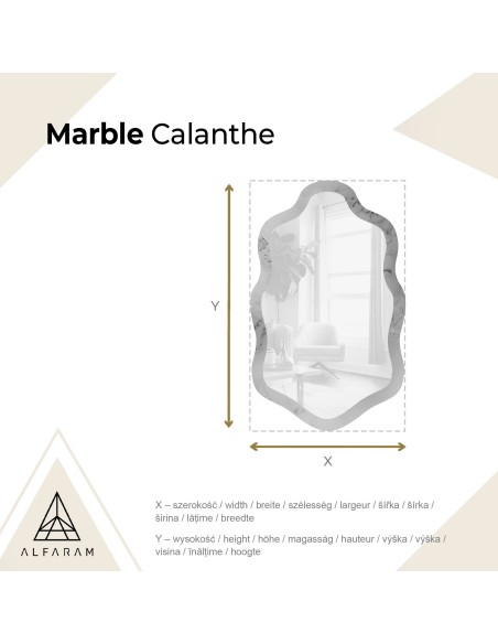 Szabálytalan tükör fehér-arany márványon – MARBLE CALANTHE