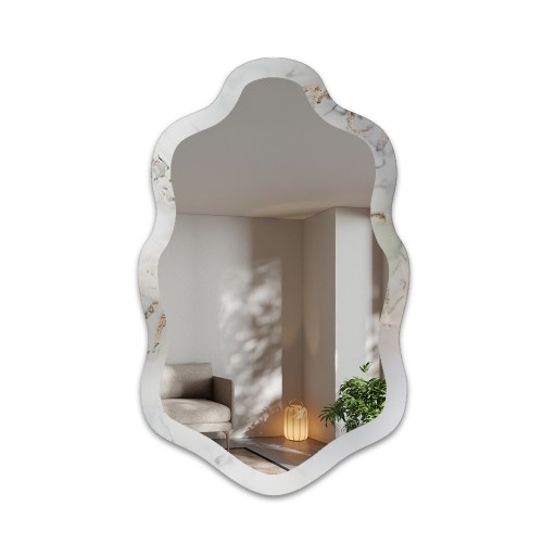 Szabálytalan tükör fehér-arany márványon – MARBLE CALANTHE 2