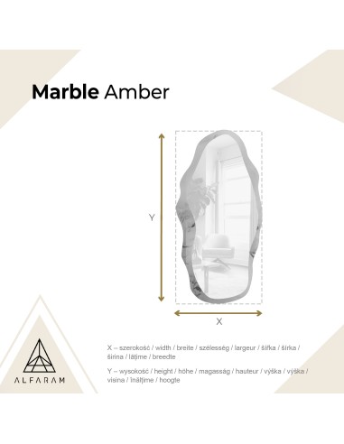 Szabálytalan tükör fehér-arany márványon – MARBLE AMBER