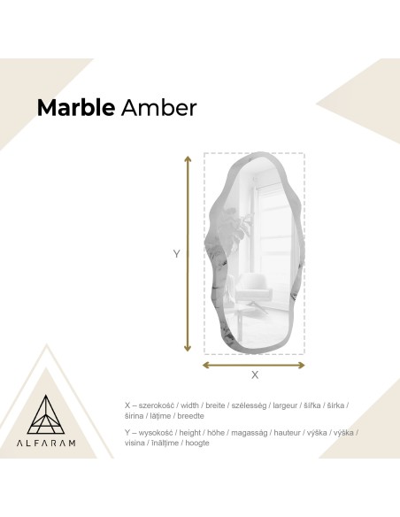 Szabálytalan tükör fehér-arany márványon – MARBLE AMBER