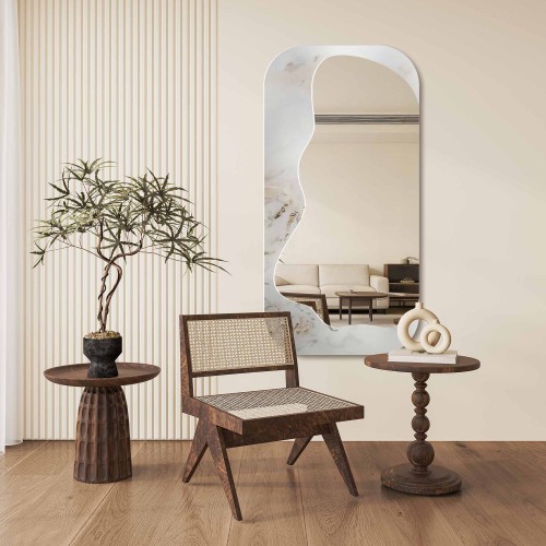 Szabálytalan tükör fehér-arany márványon – MARBLE ZARI