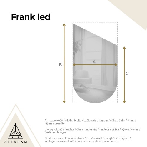 Félovális tükör fazettált tetőtérrel, megvilágítással - FRANK LED 2