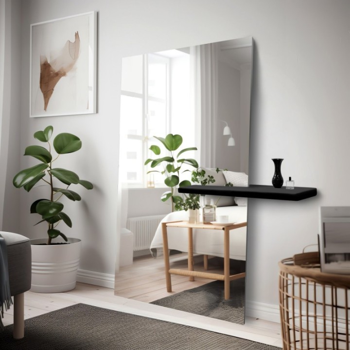Modern álló téglalap alakú tükör polccal - AGIS SHELF
