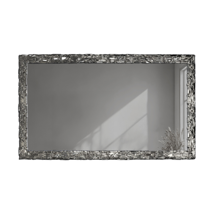 Elegáns falitükör ezüst keretben, grafit színű tükörfelülettel - CLAUDE GRAPHITE