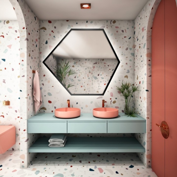 Geometriai alakú tükör keretben világítással - GEOME KERETBEN LED