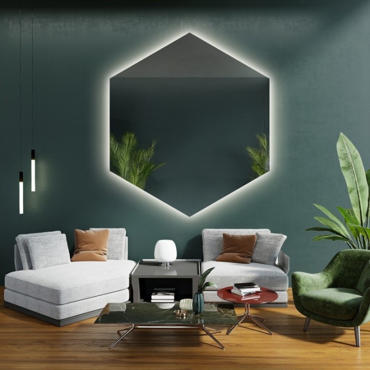 Geometriai alakú tükör világítással - HEXA LED