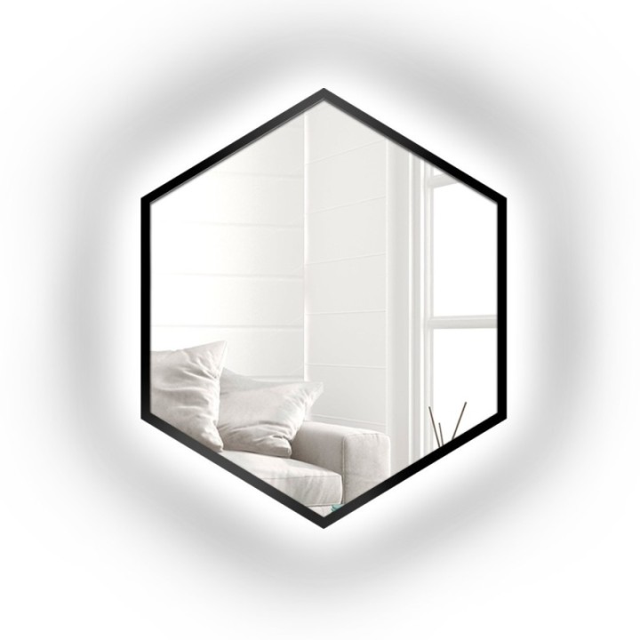 Geometriai alakú tükör keretben világítással - HEXA KERETBEN LED