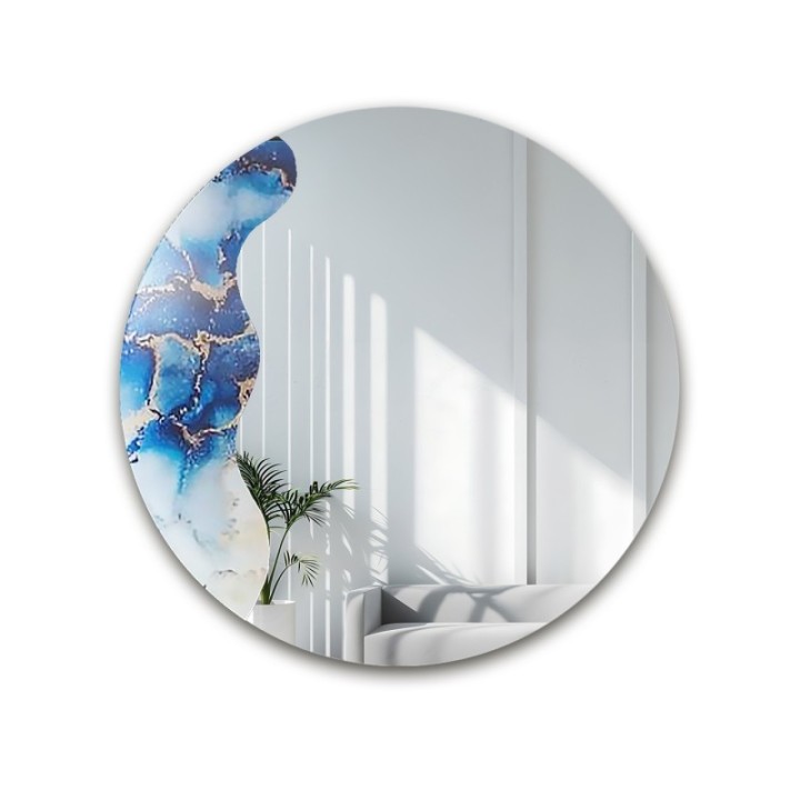 Szabálytalan tükör kerek kék márványon - MARBLE BLUVERO