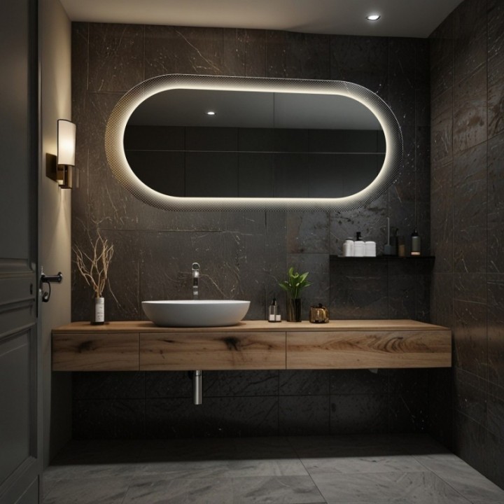 Ovális tükör katedrál üvegen Master Point LED világítással - LUXORA ORNATE LED