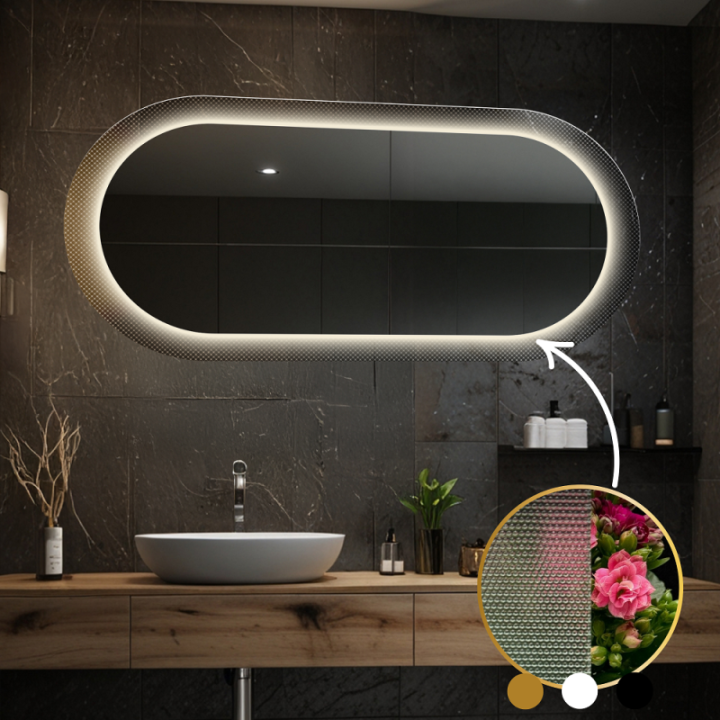 Ovális tükör katedrál üvegen Master Point LED világítással - LUXORA ORNATE LED