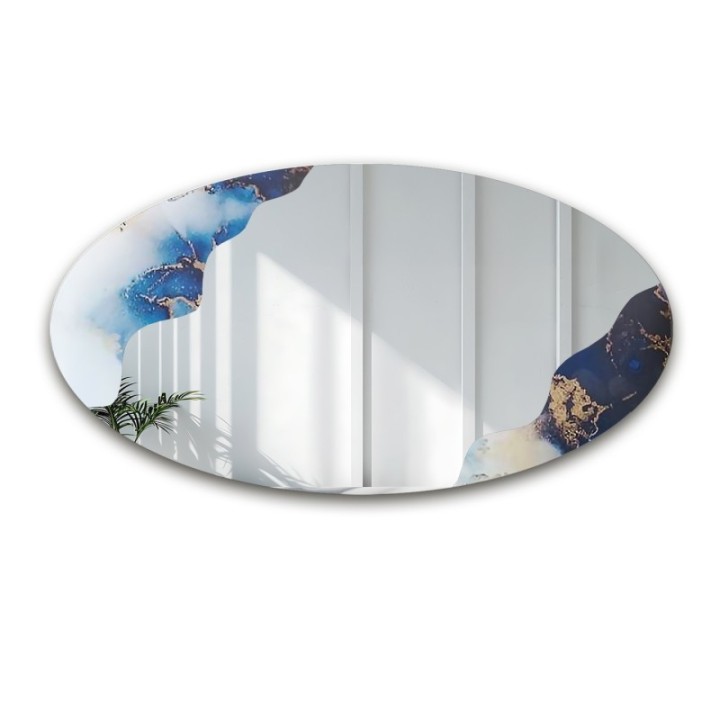 Szabálytalan tükör elliptikus kék márványon - MARBLE ELFRA