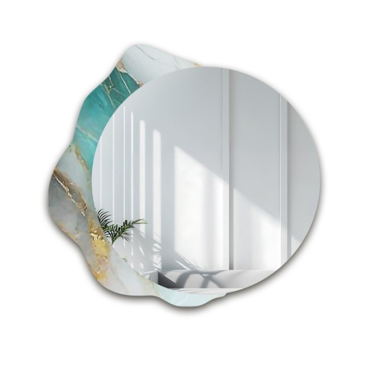 Kerek tükör szabálytalan zöld márványon - MARBLE FERRO