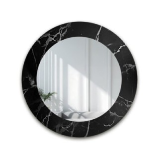 Kerek tükör fekete-ezüst márványon - MARBLE MURASO
