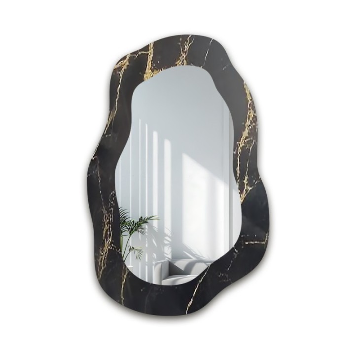 Szabálytalan tükör fekete-arany márványon - MARBLE NOCTO