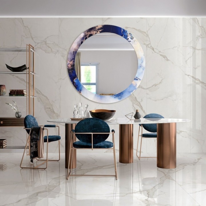 Kerek tükör kék márványon - MARBLE IRIS