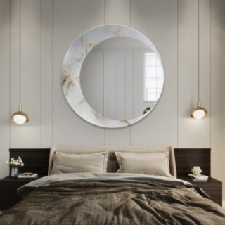Kerek tükör fehér-arany márványon - MARBLE MARLUCE