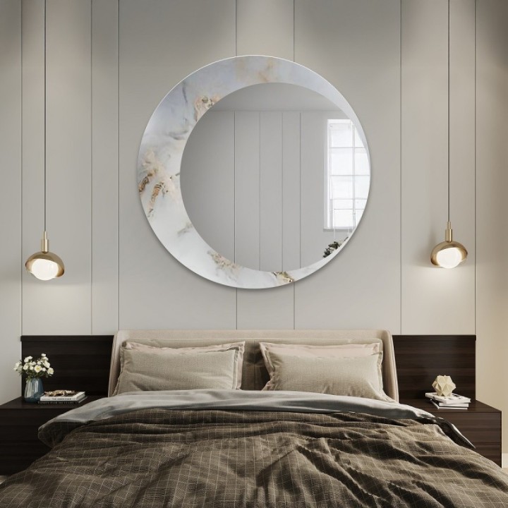 Kerek tükör fehér-arany márványon - MARBLE MARLUCE