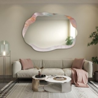 Szabálytalan tükör rózsaszín márványon - MARBLE ROSATO