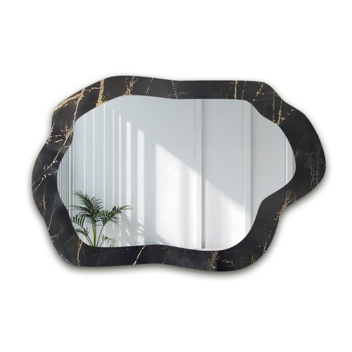 Szabálytalan tükör fekete-arany márványon - MARBLE VERDI