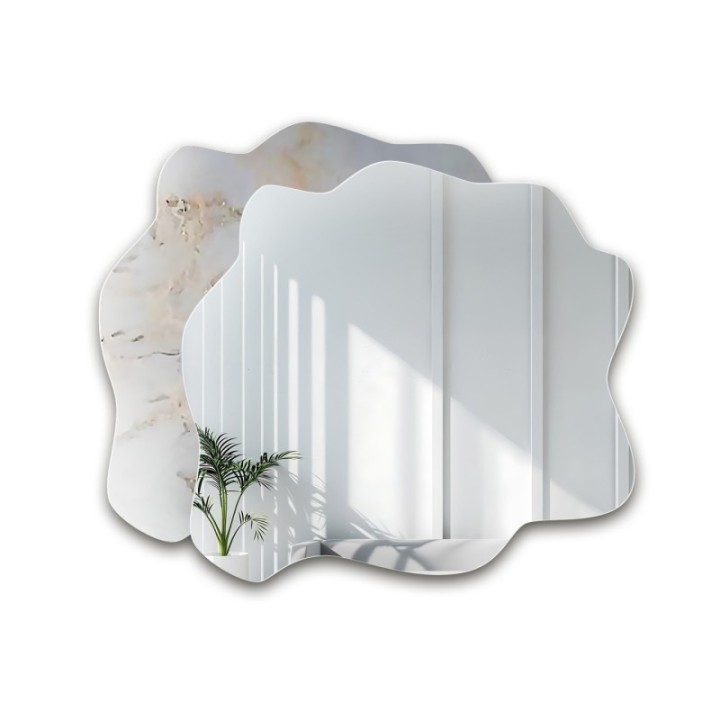 Szabálytalan tükör fehér-arany márványon - MARBLE BIALORO